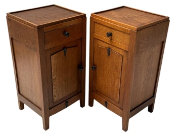 Two Art Deco Amsterdamse School Nightstands or Bedside Tables, 1920s